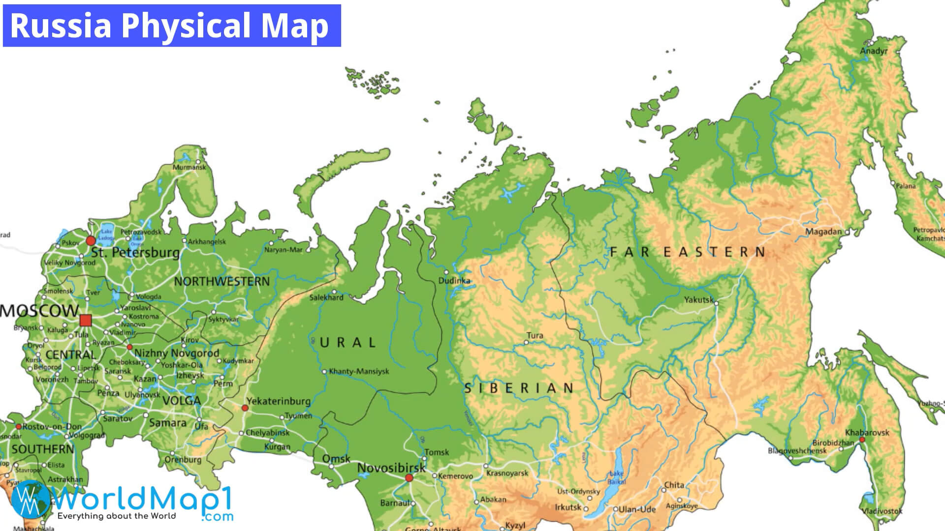 Physische Karte von Russland